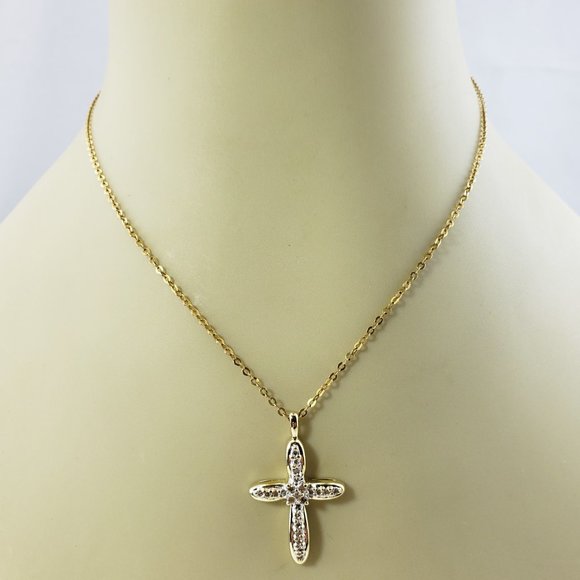 Vintage 10 Karat Yellow Gold Diamond Cross Pendant #10421 - Picture 8 of 9